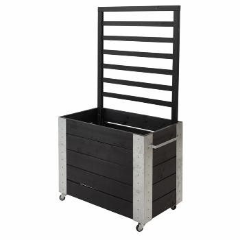 Cubic blomsterkasse m/espalier og hjul - 87×50×155 cm - svart